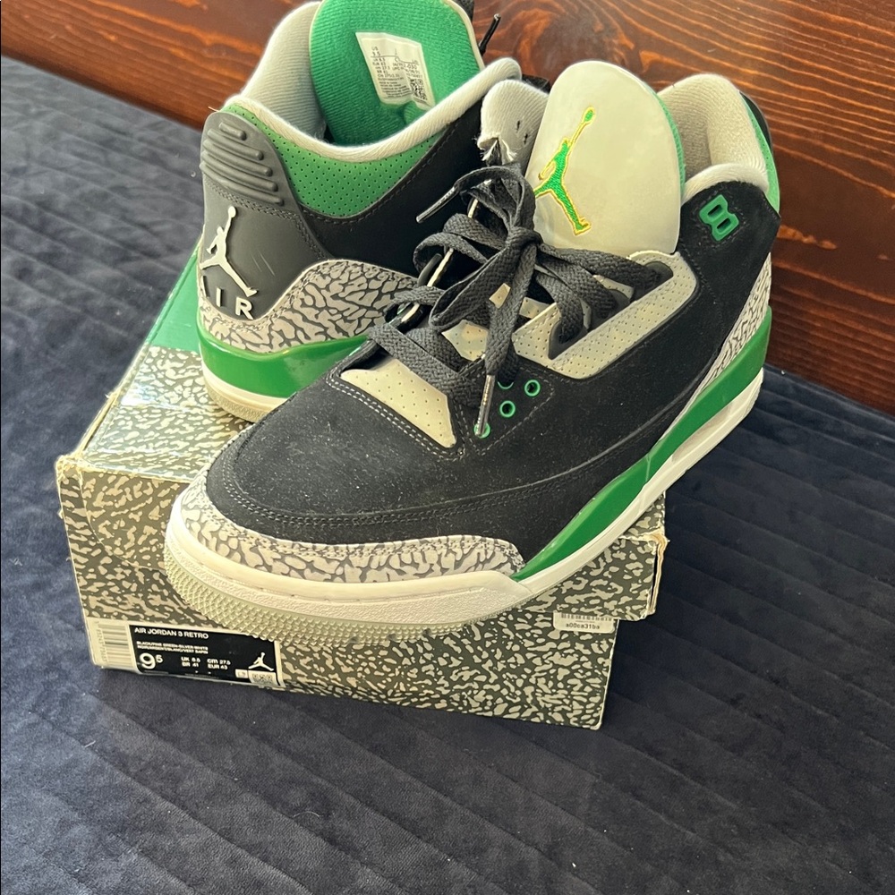 Jordan Athletic Shoes Black and Green Accents